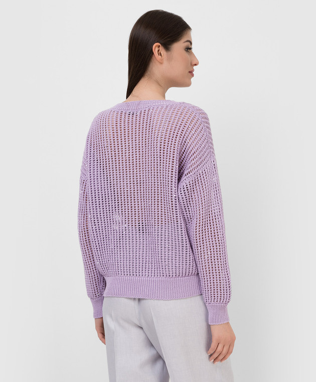 Peserico Бузковий ажурний пуловер у паєтках S99521F059143A зображення 4