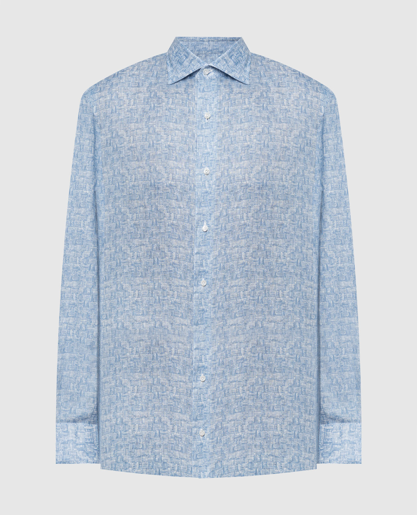 Blue shirt made of linen in a print