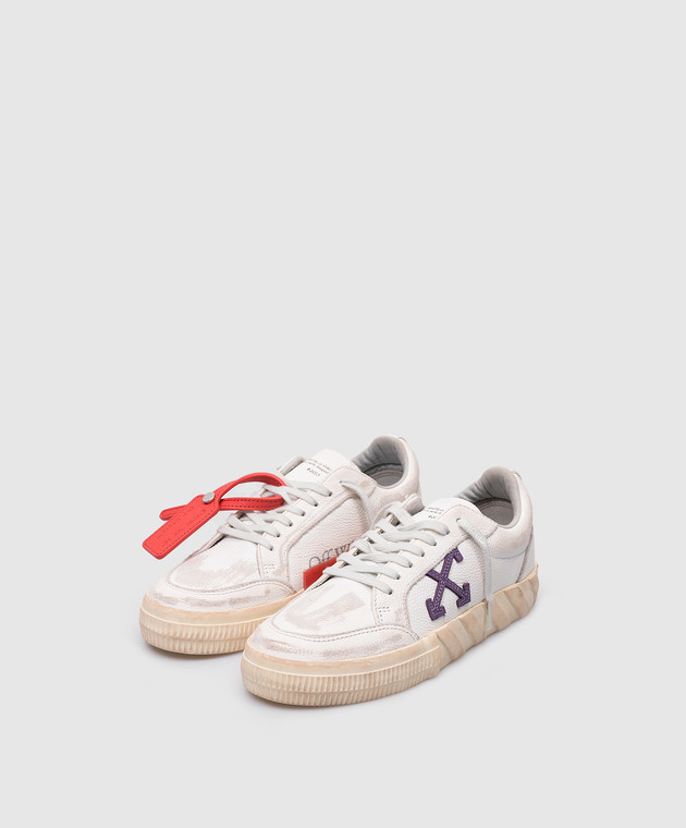 Off-White Белые кожаные кроссовки с винтажным эффектом OWIA272F23LEA003 изображение 2