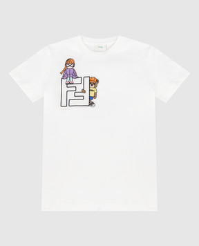 Fendi Детская белая футболка с принтом JUI1237AJ812