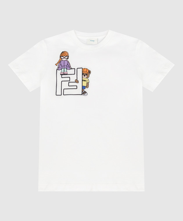 Fendi Children's white t-shirt with print JUI1237AJ812