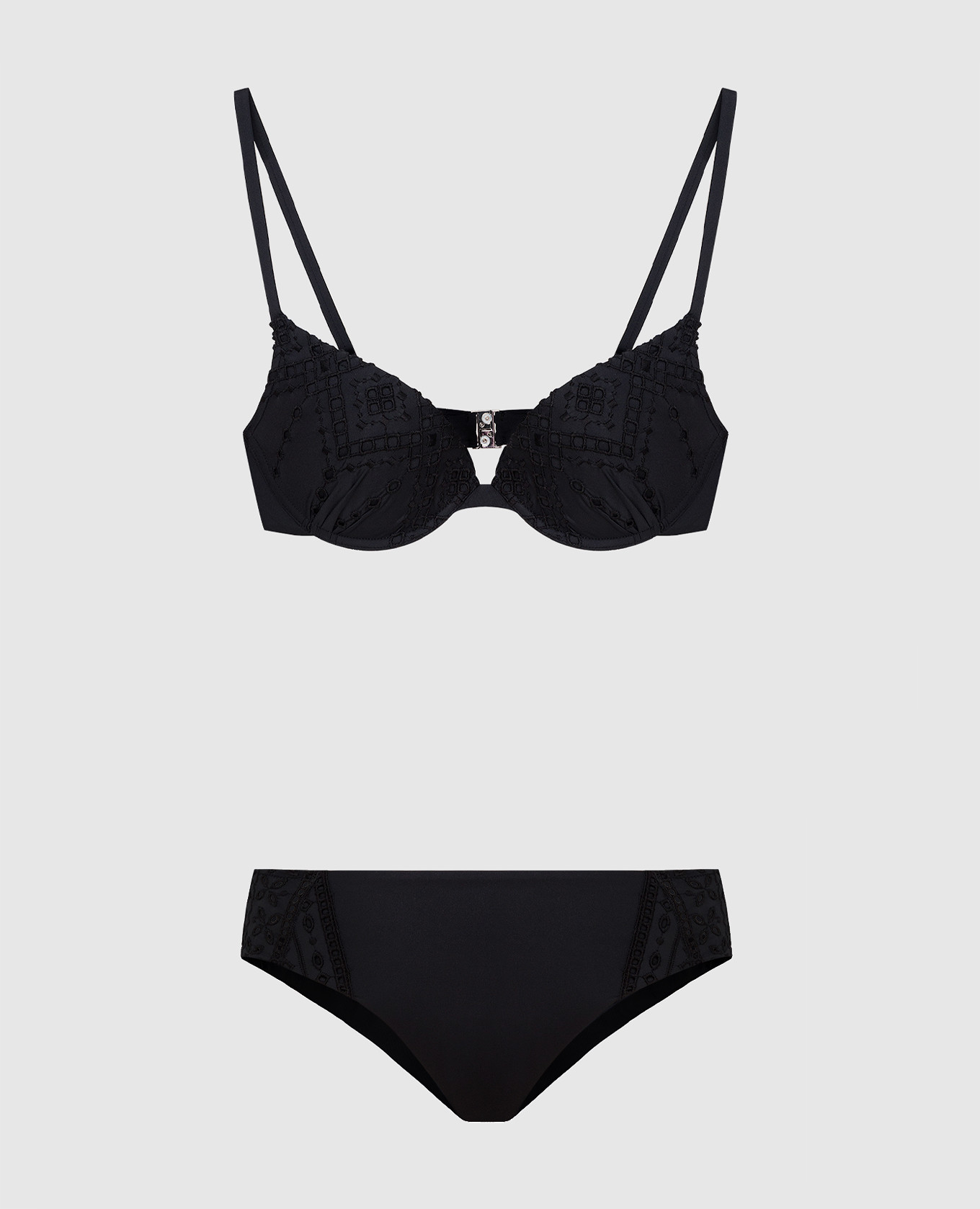 Black swimsuit with broderie embroidery