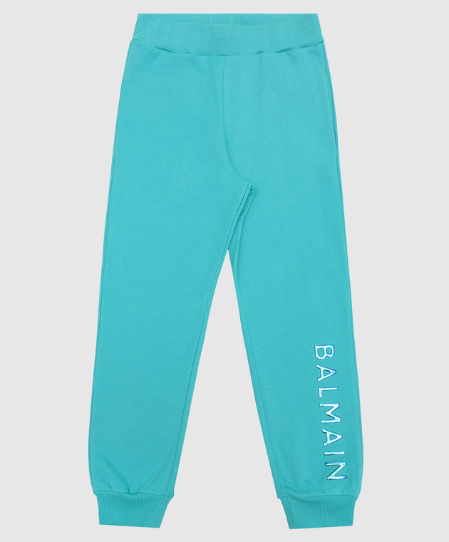 Balmain Children's blue joggers with holographic logo BS6S90Z0081410