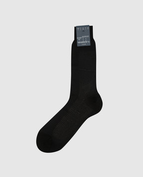 Bresciani Чорні шкарпетки у візерунок гусяча лапка MC034JQ0684BR