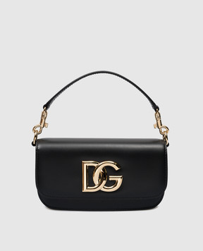 Dolce&Gabbana Чорна шкіряна сумка крос-боді з металевим логотипом BB7603AW576