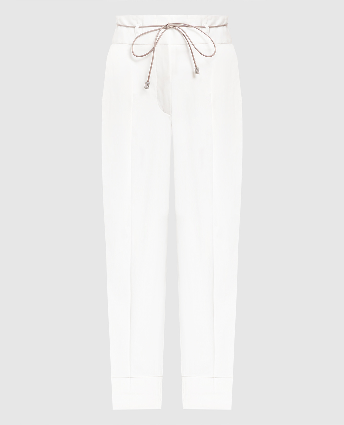 White pants with a high fit