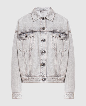 Brunello Cucinelli Сіра джинсова куртка з ланцюжком моніль MA0952984