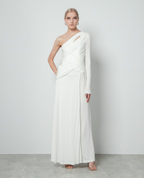 Twinset Белое ассиметричное платье с драпировкой 241TP2740