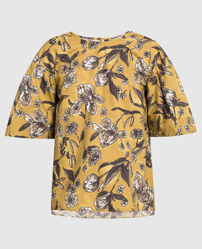 Max Mara Світло-коричнева блуза Bingo в квітковий принт BINGO