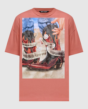 Palm Angels Розовая футболка с принтом DICE GAME PMAA072R24JER004