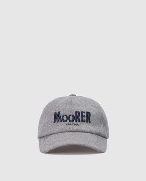 MooRER Серая кепка ROBINSON из шерсти с вышивкой логотипа ROBINSONJT