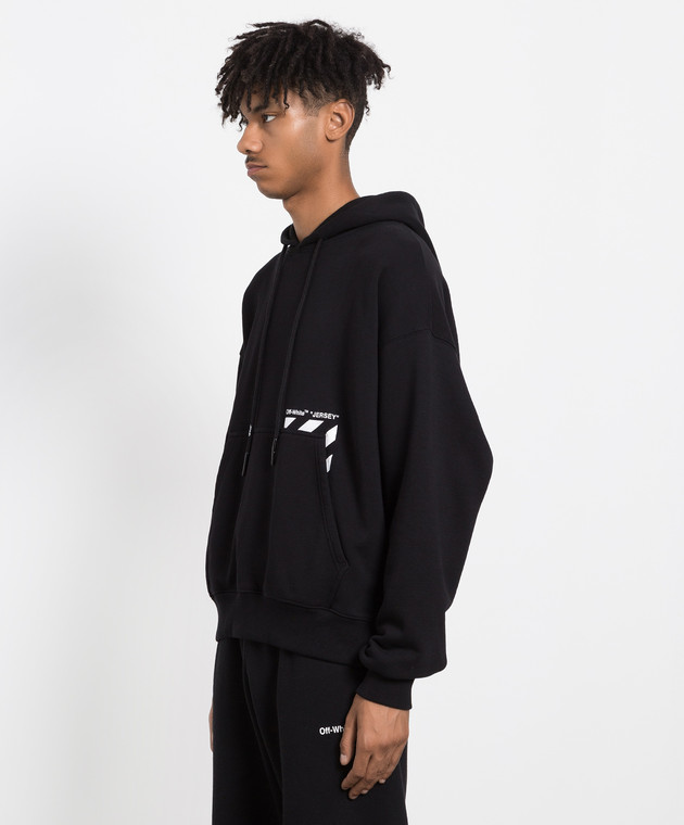 Off-White - Black hoodie with contrast logo print OMBB085C99FLE005 ...