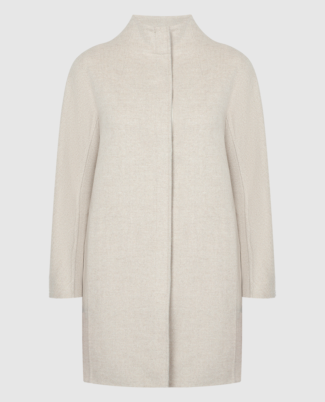 Beige straight cut wool and cashmere coat