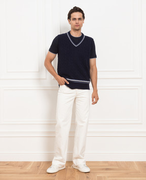 Brunello Cucinelli Синий жилет из кашемира в узор M22705107