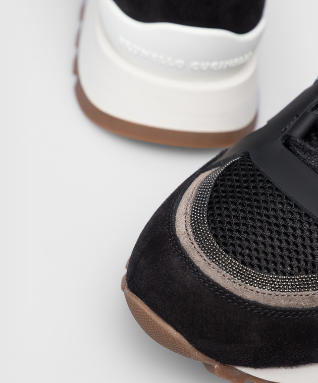 Brunello Cucinelli Черные комбинированные кроссовки с цепочкой мониль MZSFG2264P изображение 4