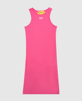 Off-White Детское розовое платье с принтом логотипа OGDH001S23JER001