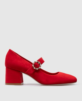 Stuart Weitzman Красные замшевые туфли Sturt с бусинами и кристаллами. SB930