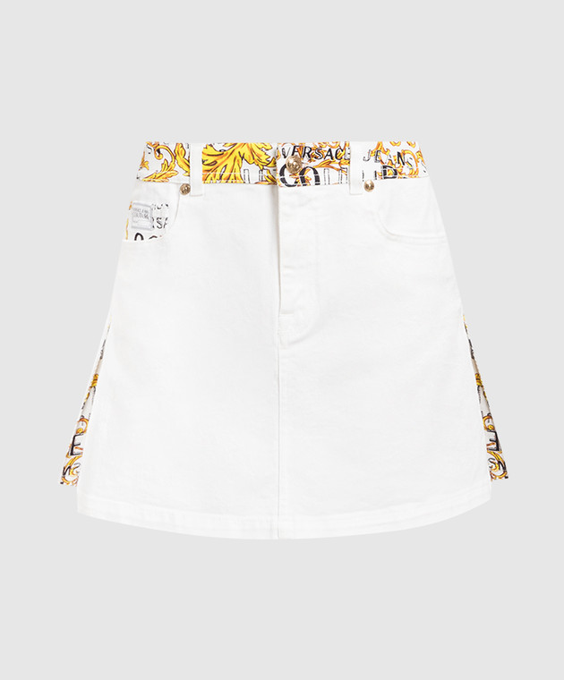 Versace Jeans Couture White denim skirt with Logo Couture print 74HAE85ME0000L54