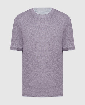 Brunello Cucinelli Фіолетова меланжева футболка з льоном MW8357427