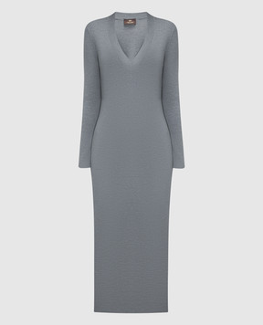 Enrico Mandelli Сіра сукня міді з вовни A7KD275252