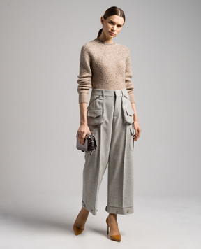 Ermanno Scervino Сірі меланжеві штани-карго з вовни D436P720HFE