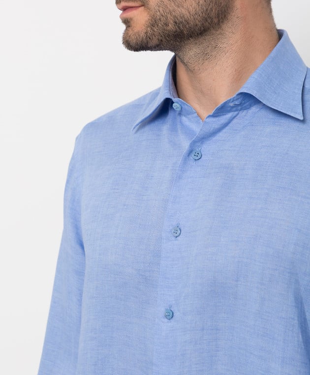 Stefano Ricci Блакитна сорочка із льону MC004606L2320 зображення 5