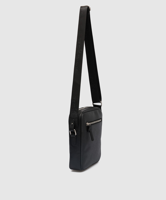 Kiton Black leather shoulder bag UBMESSN00815 изображение 3