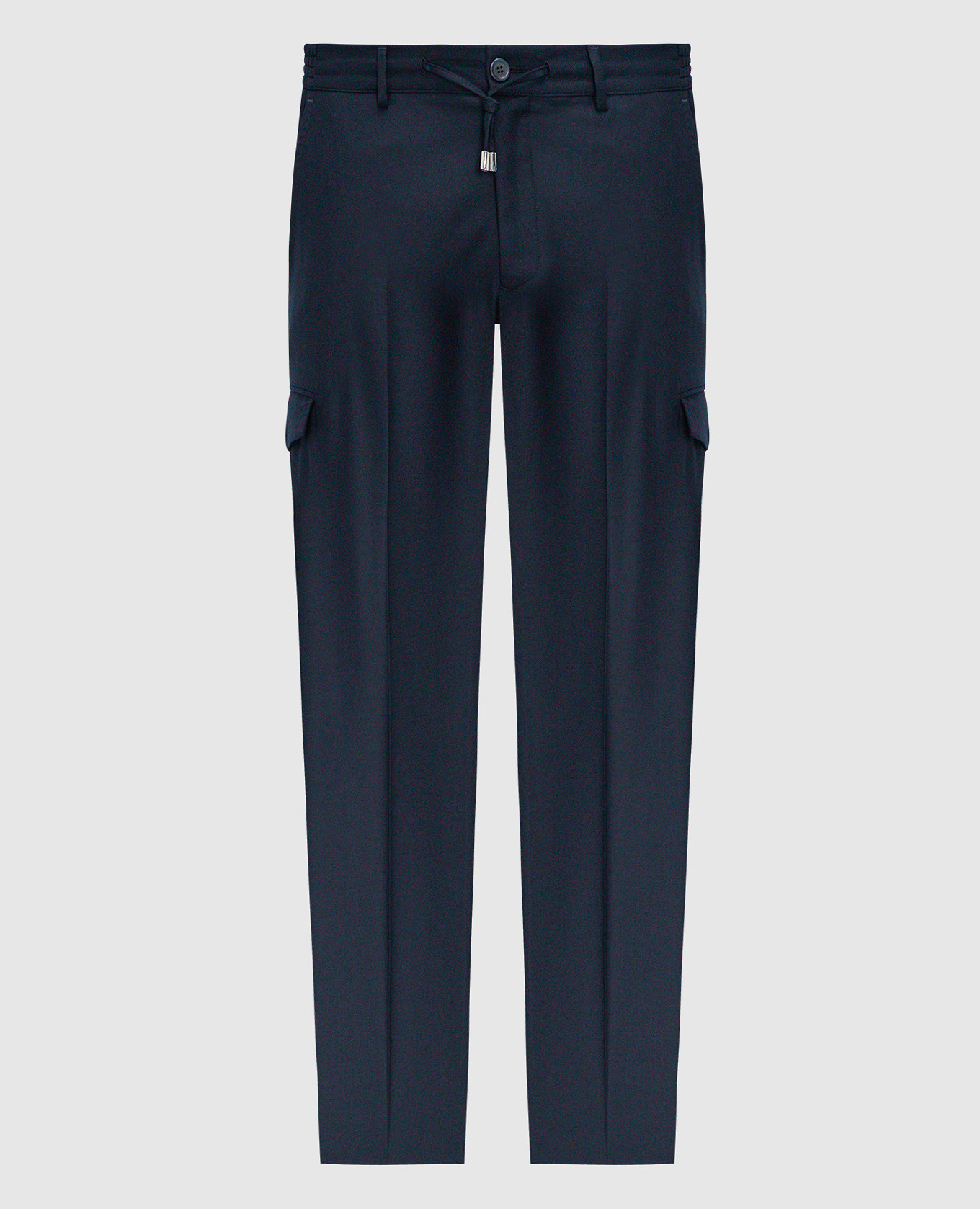 Blue wool cargo pants with logo