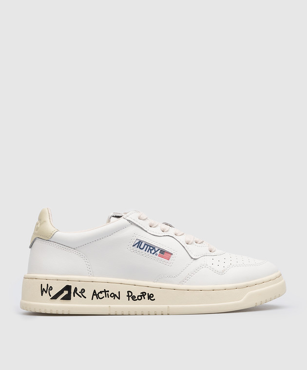 AUTRY White leather sneakers with logo A13IAULWLD10
