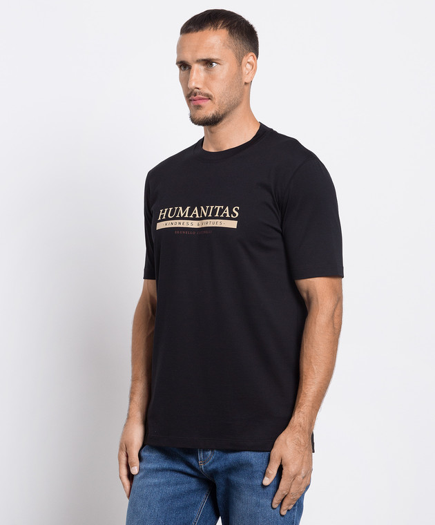 Brunello Cucinelli Черная футболка с принтом логотипа M0T718462 изображение 3