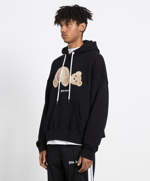 Palm Angels - Black embroidered hoodie Bear PMBB058C99FLE001 - buy with ...