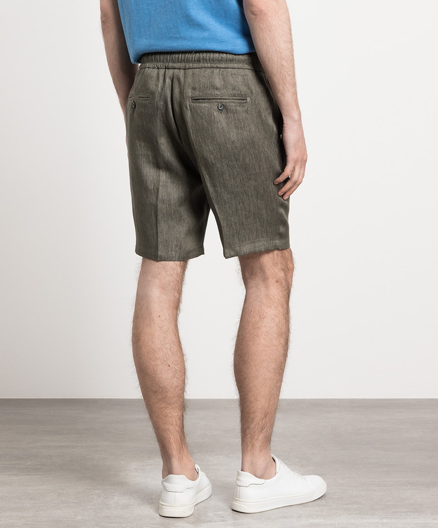 ISAIA Khaki linen shorts PNC02194050 image 4