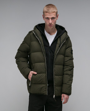 Stone Island Пуховик цвета хаки с логотипом 791543728