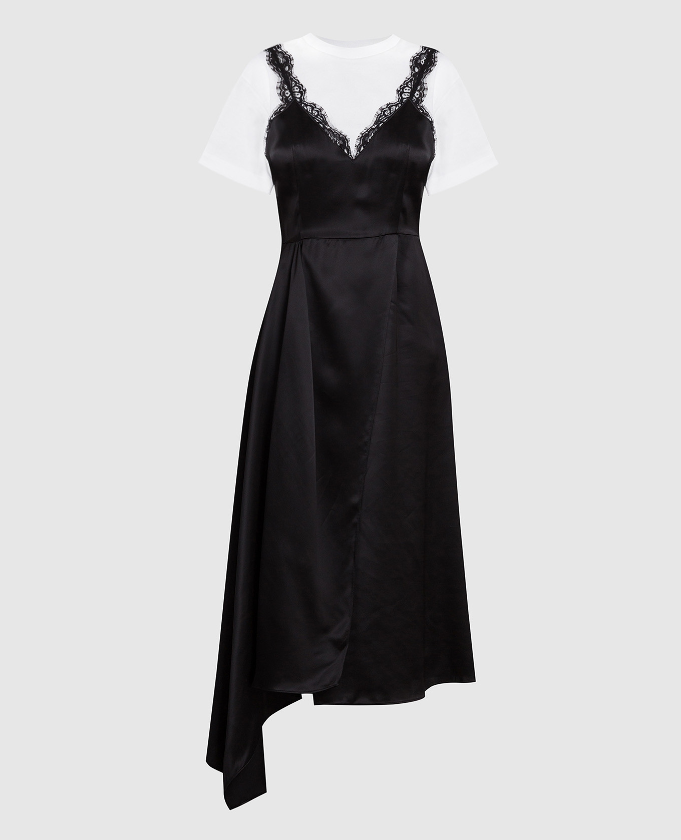Черное платье миди с кружевом