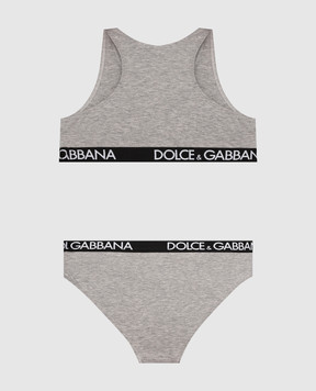 Dolce&Gabbana Дитячий сірий меланжевий набір із топа та трусиків L5J713FUGNE