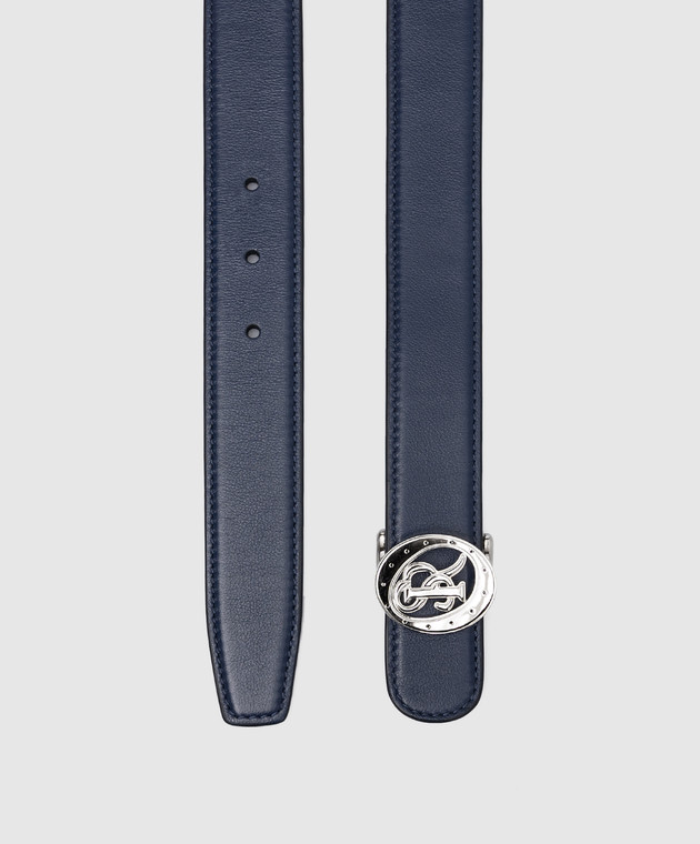 Stefano Ricci - Kids blue leather belt with logo monogram