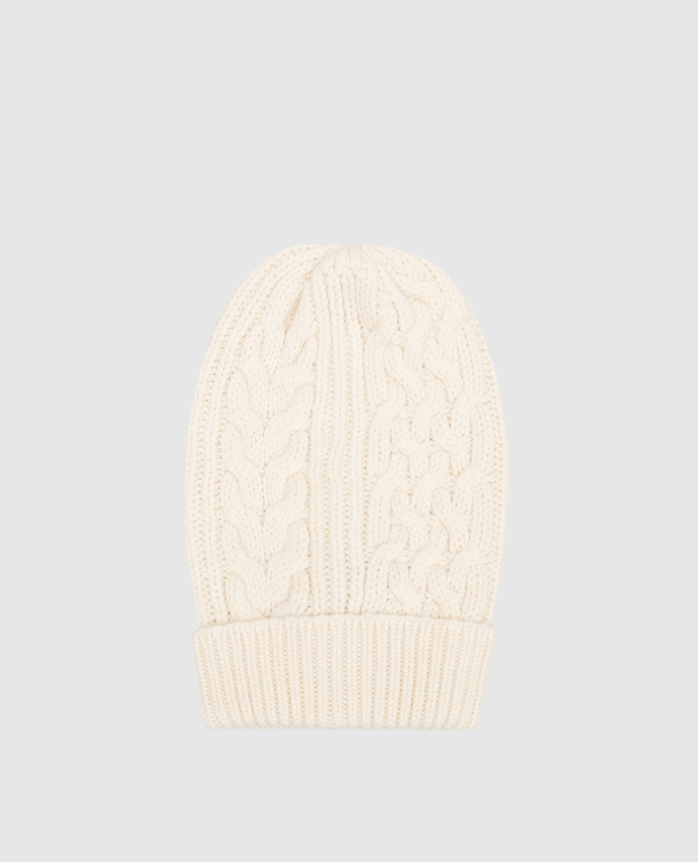 White hat made of cashmere in a textured pattern