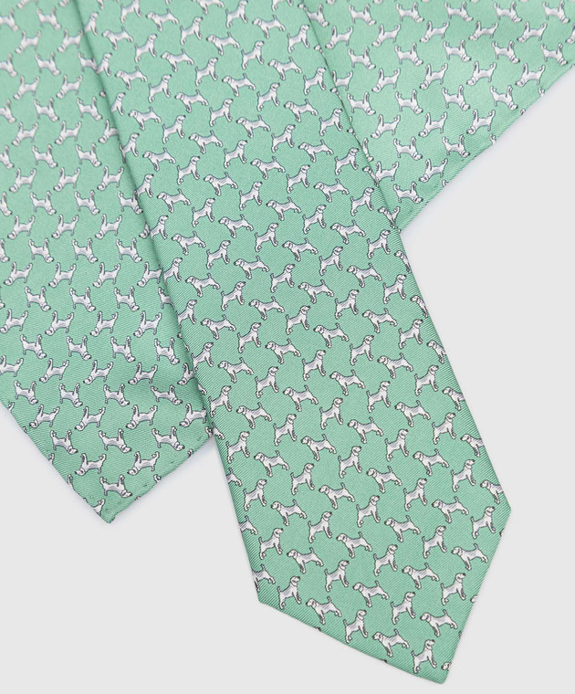 Stefano Ricci Дитячий світло-зелений шовковий набір із краватки та хустки-паші у візерунок YDHNG300 зображення 4
