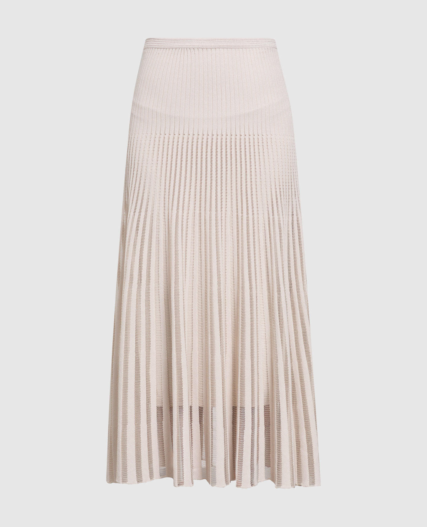 Светло-серая юбка миди с полупрозрачными вставками