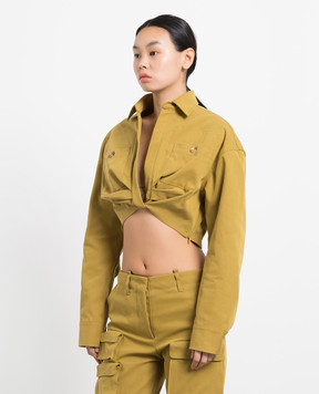 Off-White Жовта укорочена блуза OWGA118F22FAB001