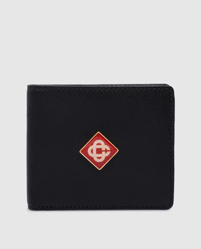 Casablanca Чорне шкіряне портмоне з логотипом CC AF23BAG04101