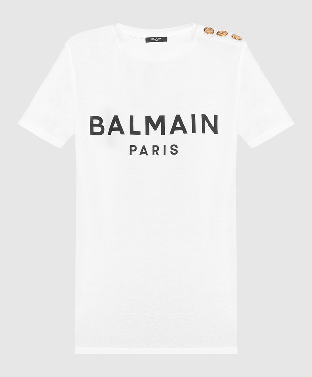 Balmain White t-shirt with contrasting logo print AF1EF005BB02