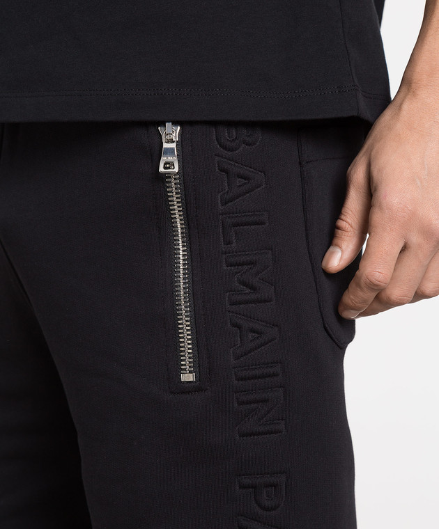 Balmain Black shorts with textured logo AH1OA000BB34 изображение 5
