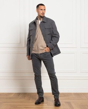 Brunello Cucinelli Серое пальто из шерсти и кашемира MY4286857
