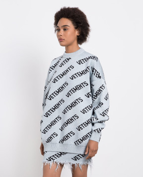 Vetements Серый свитер с люрексом в логотип шаблон. UE54KN220G
