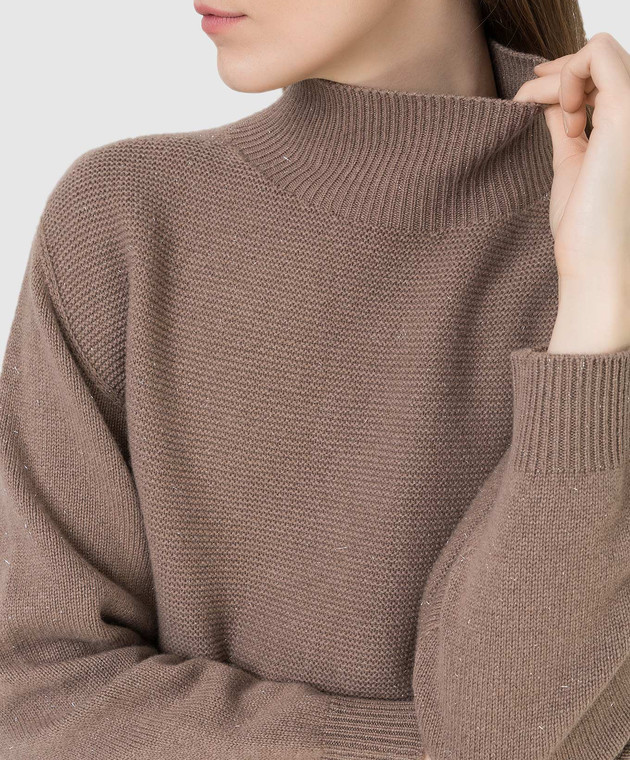 Peserico Коричневий светр із вовни та шовку з люрексом S99428F0709095 зображення 5