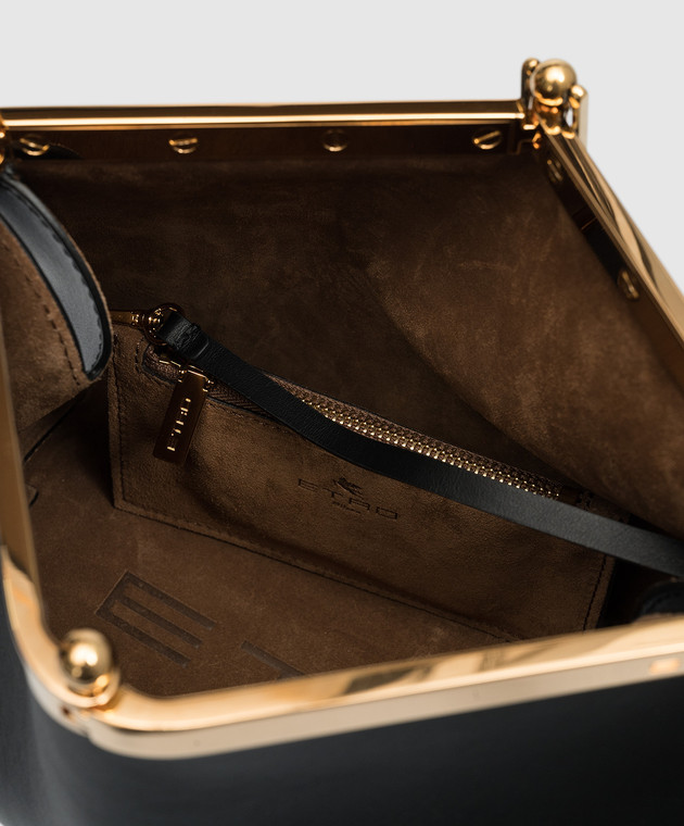 Etro Черная кожаная сумка Vela с логотипом P1P0252192 изображение 4