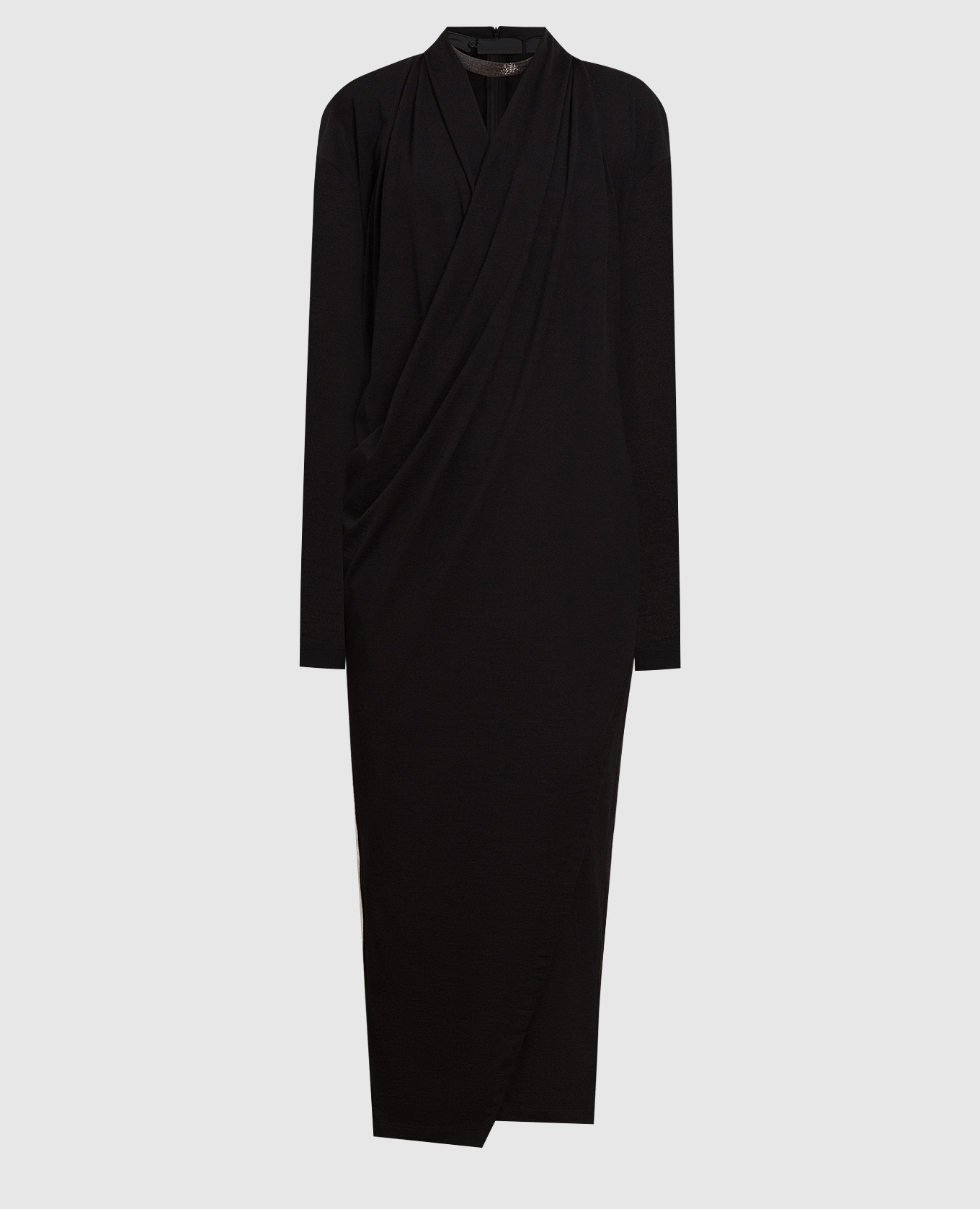 Black wool midi dress with choker