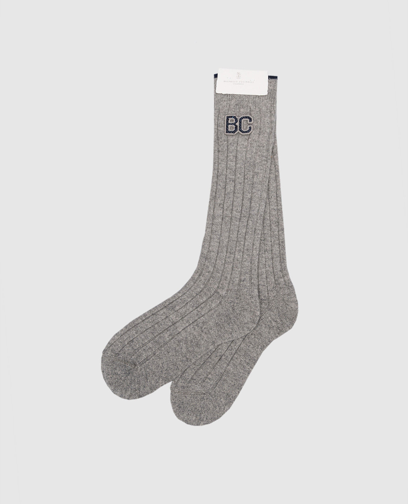 

Серые гольфы из кашемира с нашивками, Серый, Носки