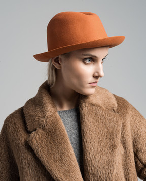 Borsalino Помаранчевий капелюх з вовни з нашивкою логотипа 390330